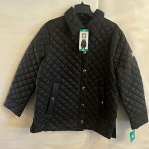 NWT Anne Klein Women's Ladies' Mid Weight Quilted Button Up Jacket, Black XL